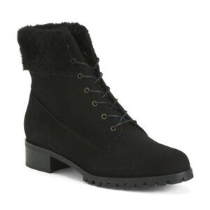 Grigio Arancio Heeled Boots Laced Up Shearling Black US 9 Delli PM2 GRIGIARANCIO